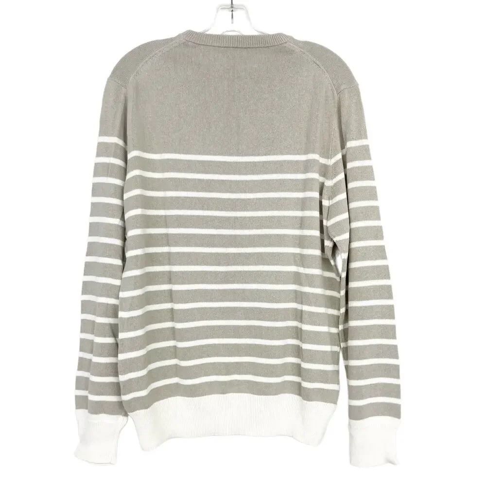 J. Crew Tan White Striped Sweater Sz L